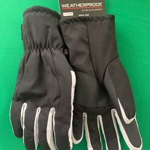 Weatherproof Black Gloves with White Accent